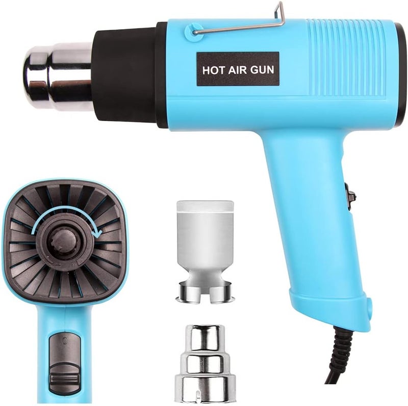 LDK Heat Gun 1200W 140℉~932℉ (60℃-500℃) Heavy Duty Hot Air Gun Kit Variable Temperature Control with 2 Temperature Settings 2 Nozzles for Crafts, Shrink Wrapping, Candle Making, Epoxy Resin - Image 1